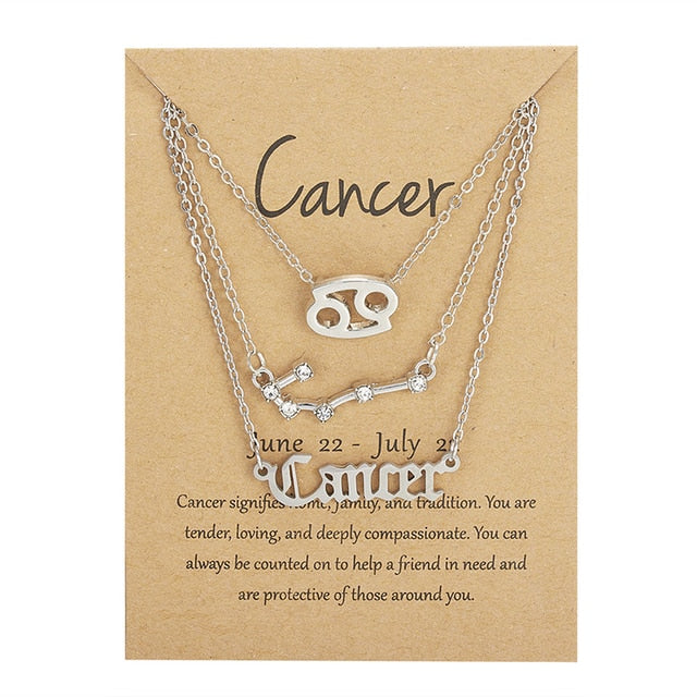 Zodiac Sign Necklace With Cardboard Card