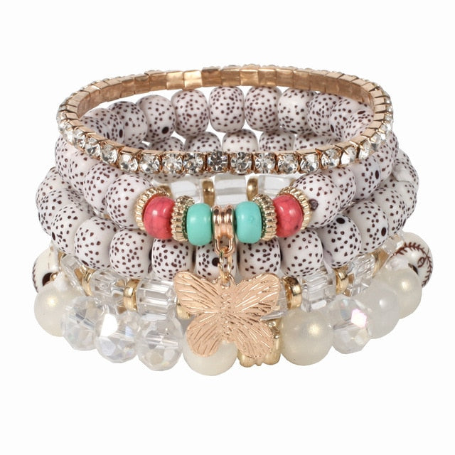 Multilayer Elastic Weave Charm Bracelet