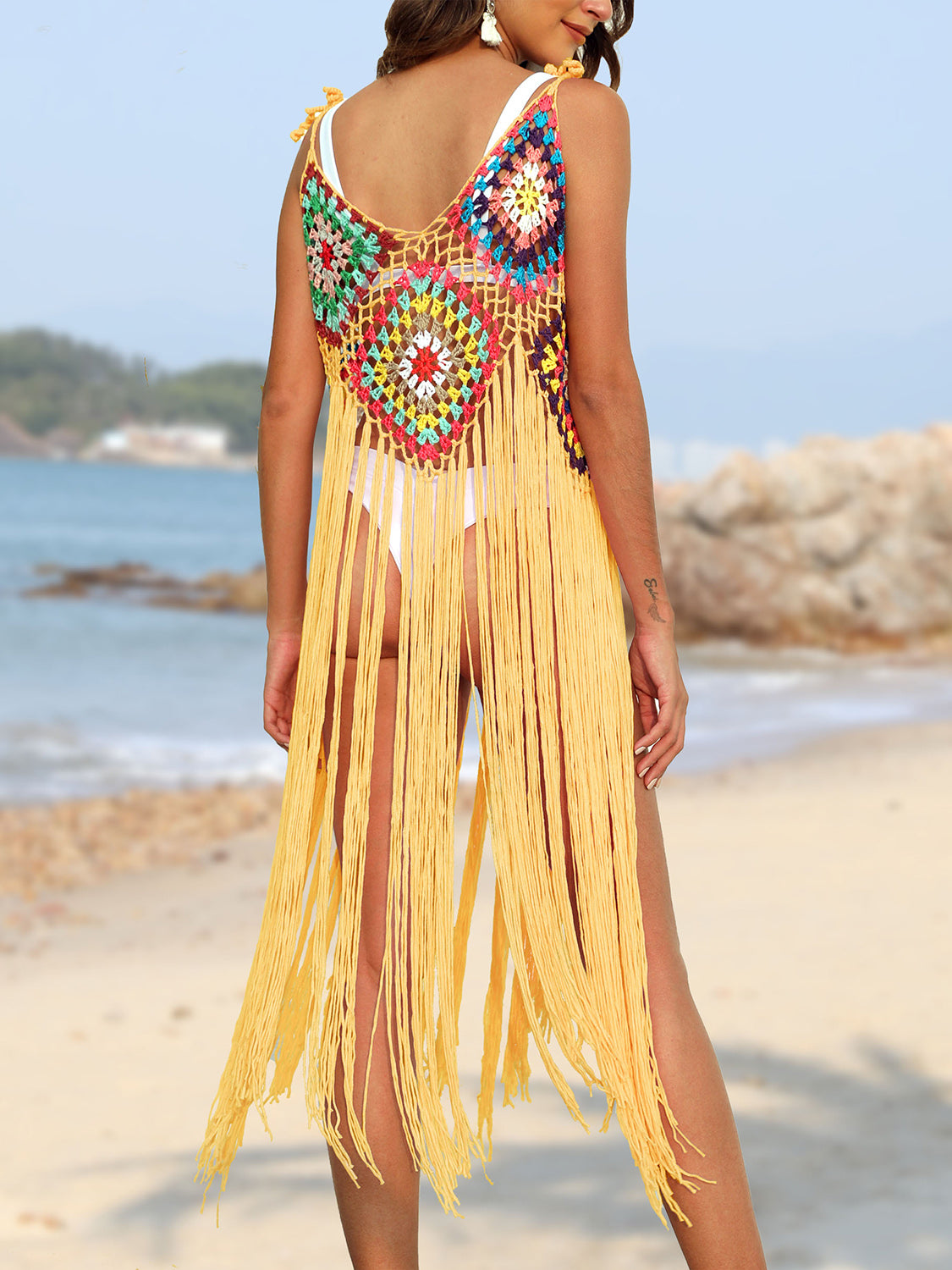 Fringe Spaghetti Strap Cover-Up