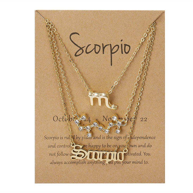 Zodiac Sign Necklace With Cardboard Card