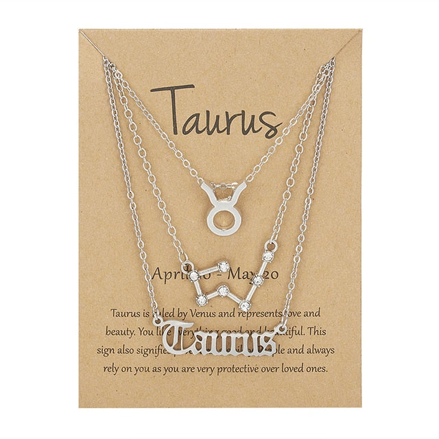 Zodiac Sign Necklace With Cardboard Card