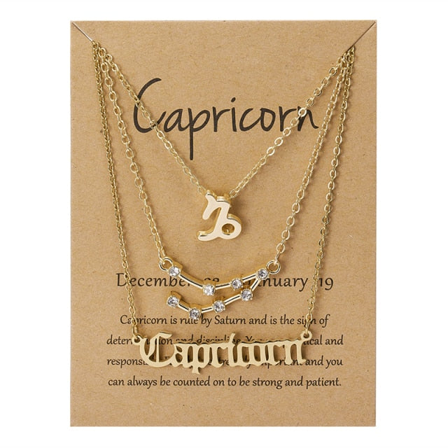 Zodiac Sign Necklace With Cardboard Card