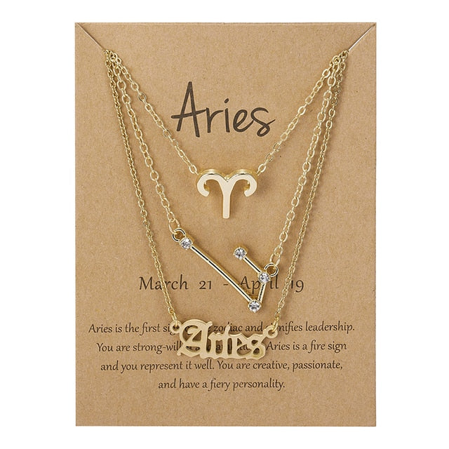 Zodiac Sign Necklace With Cardboard Card