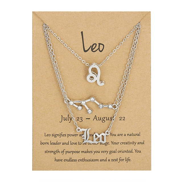 Zodiac Sign Necklace With Cardboard Card