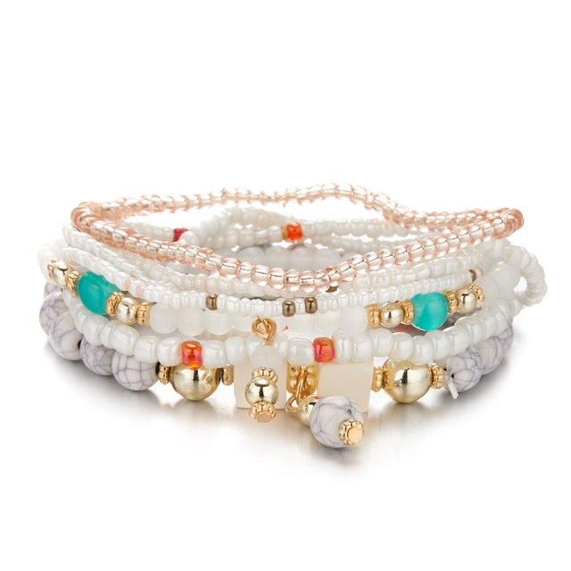 Multilayer Elastic Weave Charm Bracelet