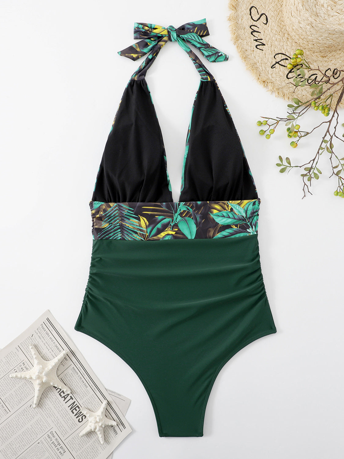 Halter Neck One-Piece Swimwear