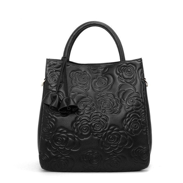 Maddie Luxury Genuine Leather Bucket Tote Handbag