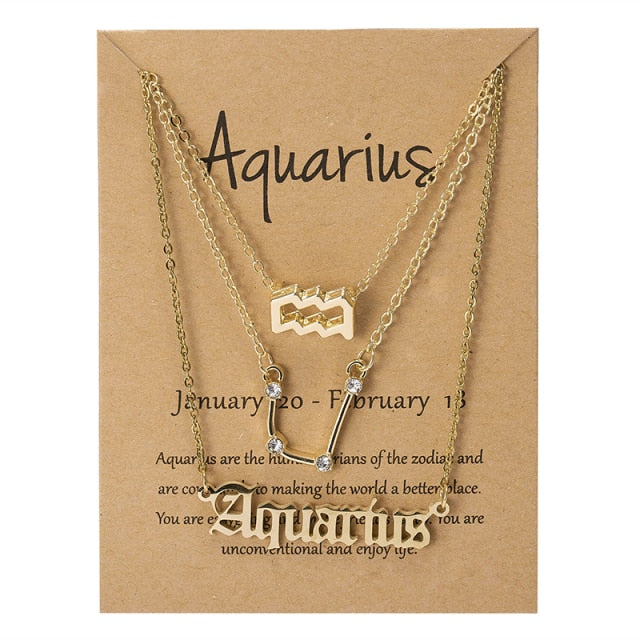 Zodiac Sign Necklace With Cardboard Card