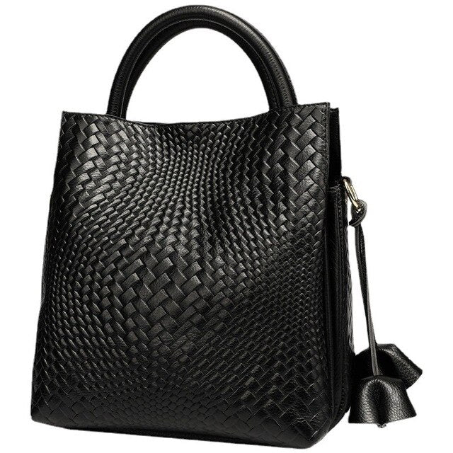 Maddie Luxury Genuine Leather Bucket Tote Handbag