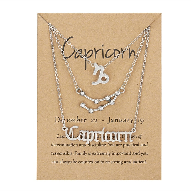 Zodiac Sign Necklace With Cardboard Card