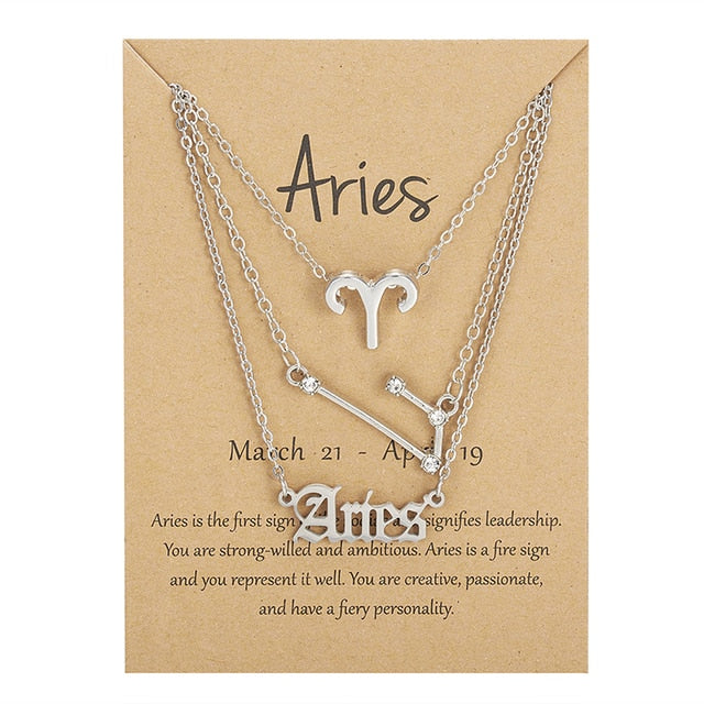 Zodiac Sign Necklace With Cardboard Card