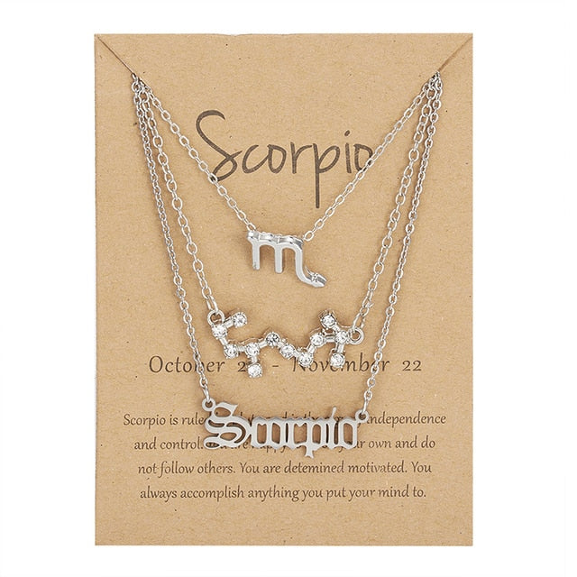 Zodiac Sign Necklace With Cardboard Card