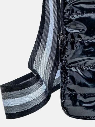 Quilted Water Bottle Sleeve with Striped Strap