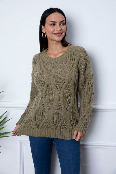 Round Neck Dropped Shoulder Sweater