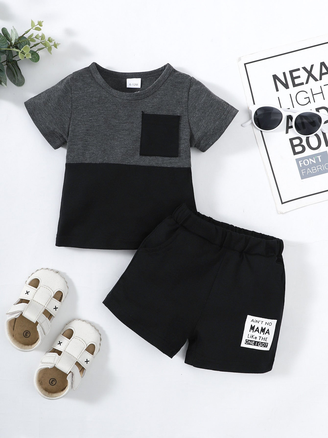 Boys Color Block Tee Shirt and Shorts Set