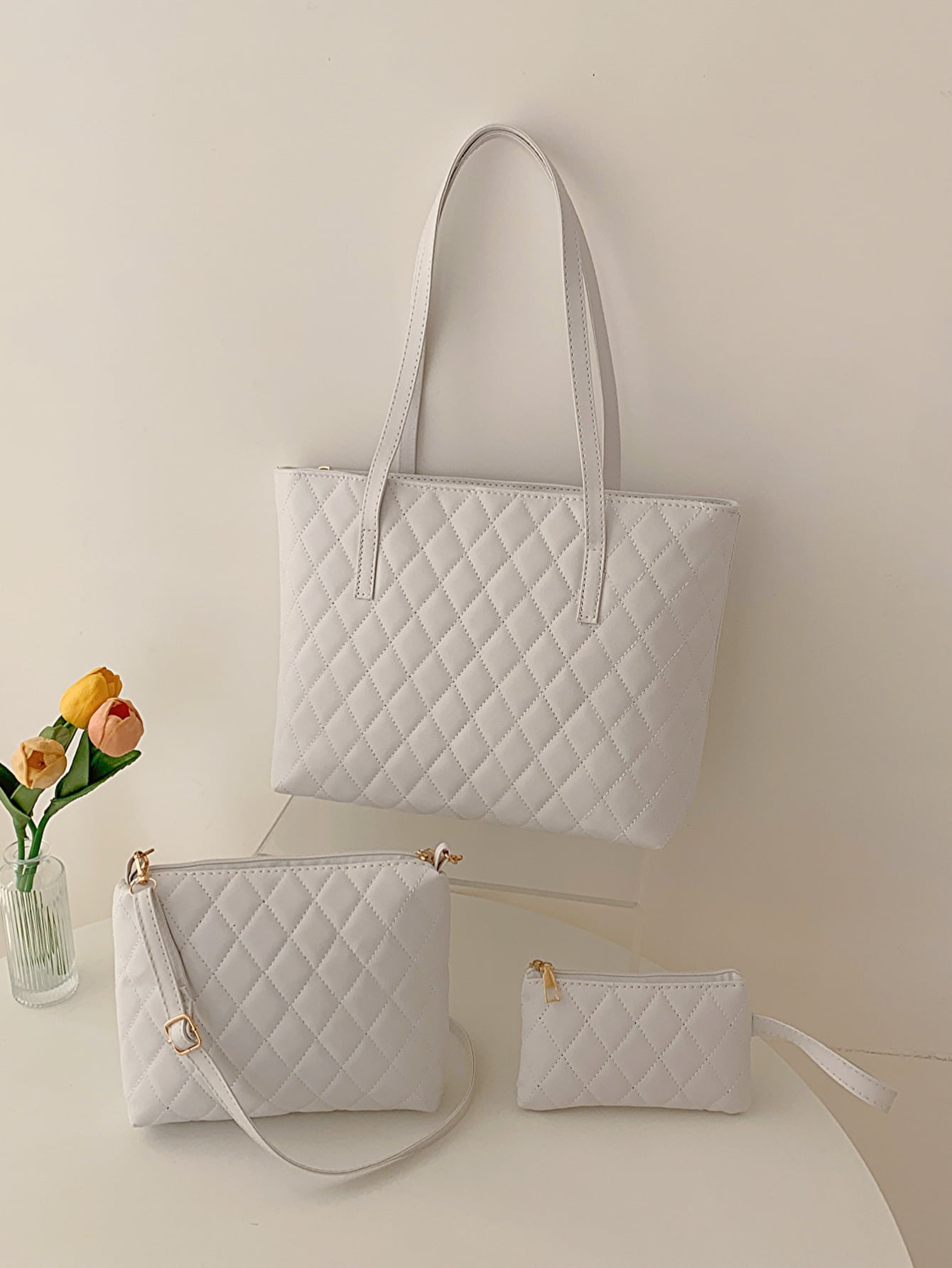 Three-Piece Vegan Leather Bag Set