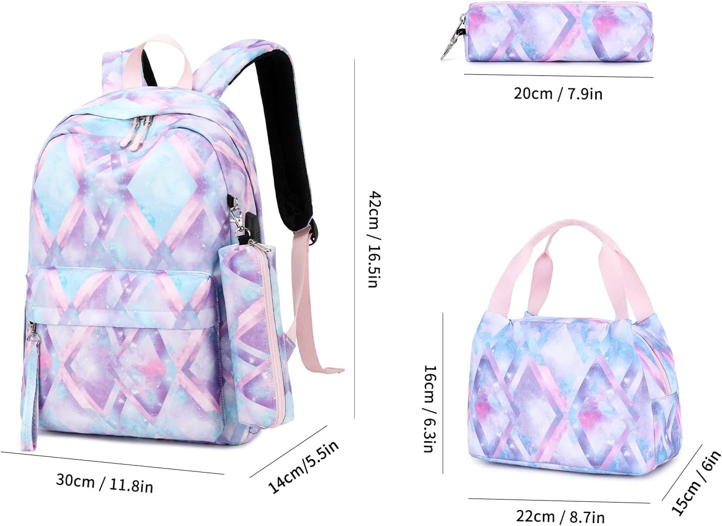  3-Piece Backpack & Lunch Bag Set with Pen Case