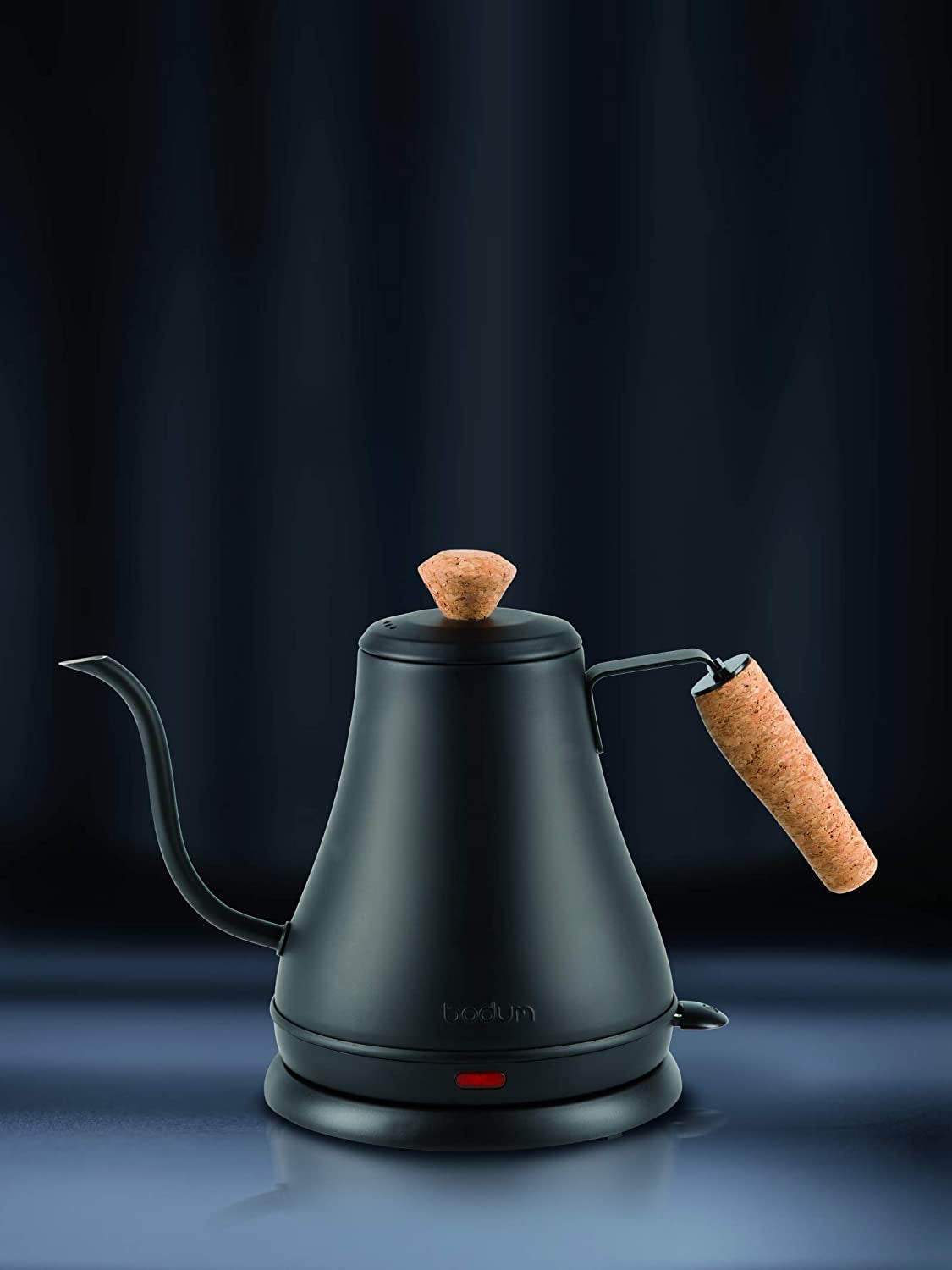  Matte Black Gooseneck Electric Water Kettle with Cork Handle/Top (27oz.)