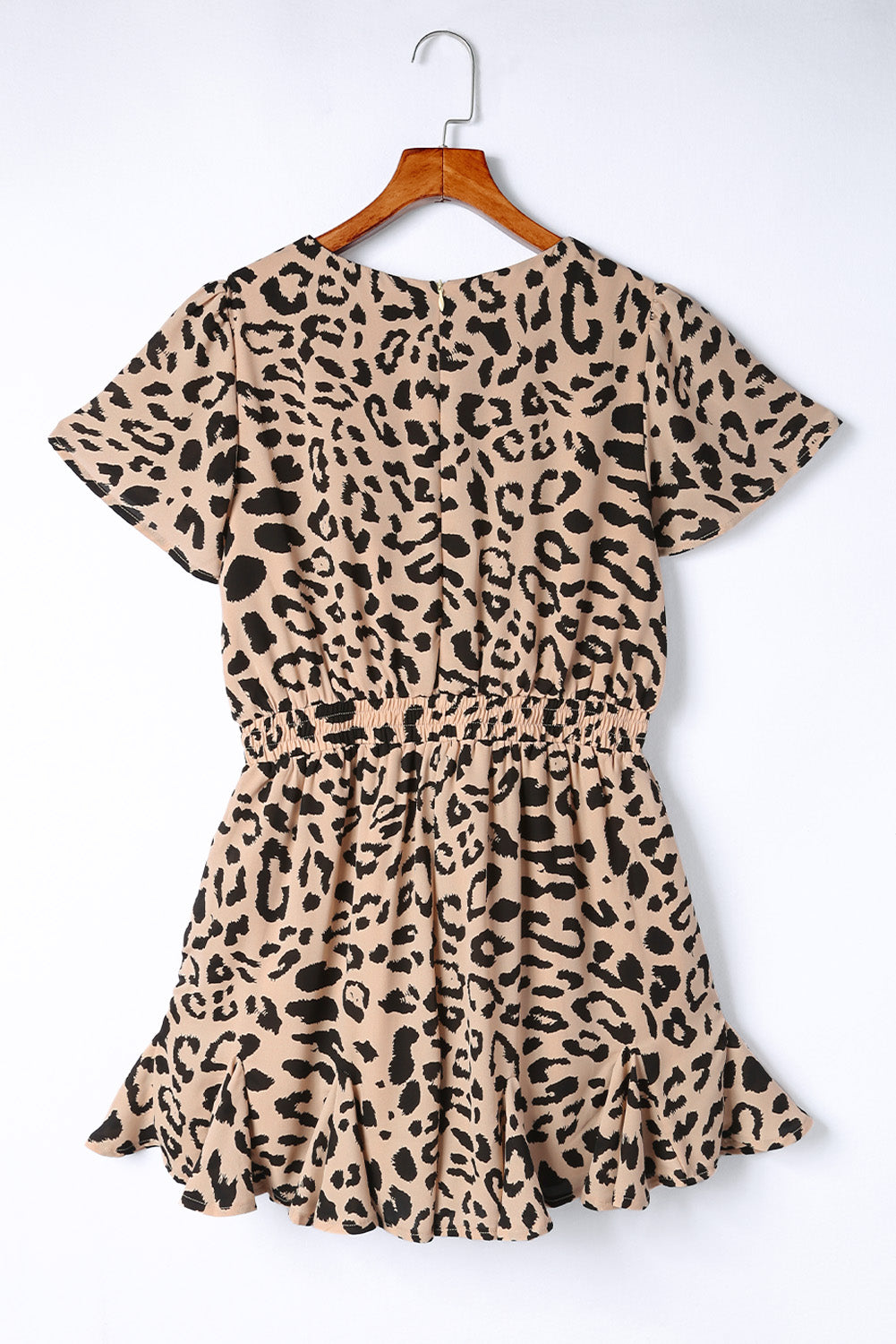 Leopard Flutter Sleeve Ruffle Romper