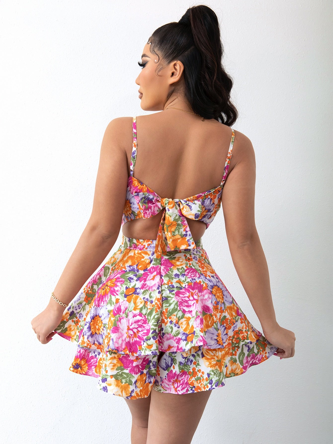 Floral Layered Tiered Romper