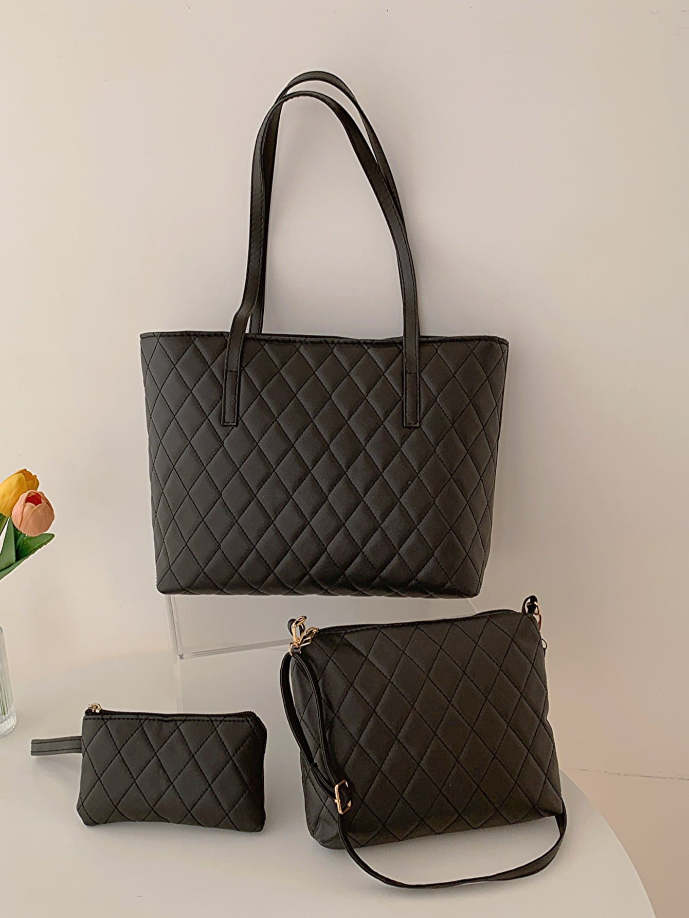 Three-Piece Vegan Leather Bag Set