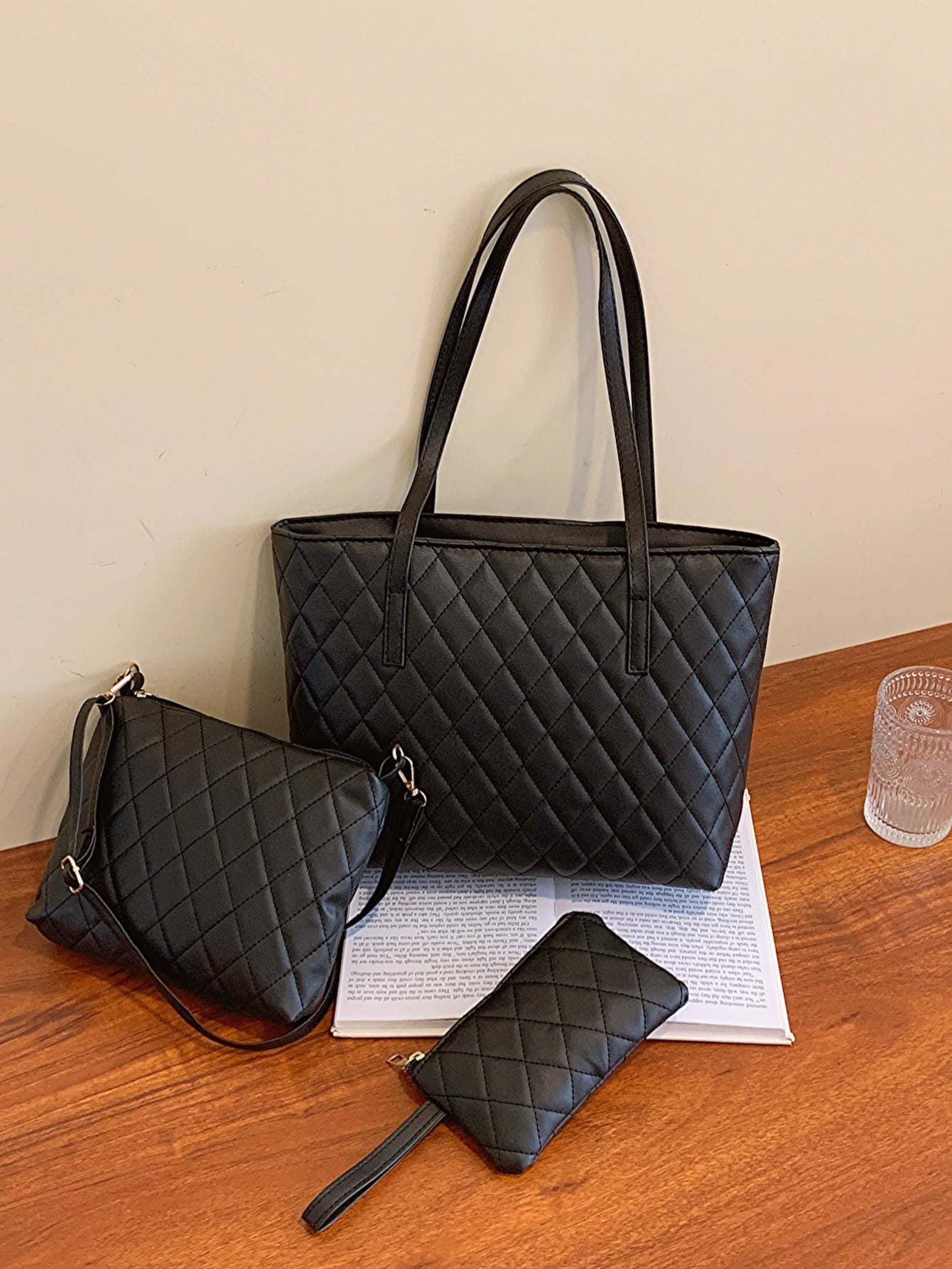 Three-Piece Vegan Leather Bag Set