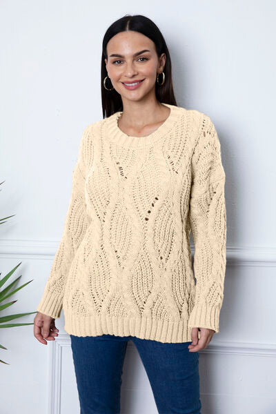 Round Neck Dropped Shoulder Sweater