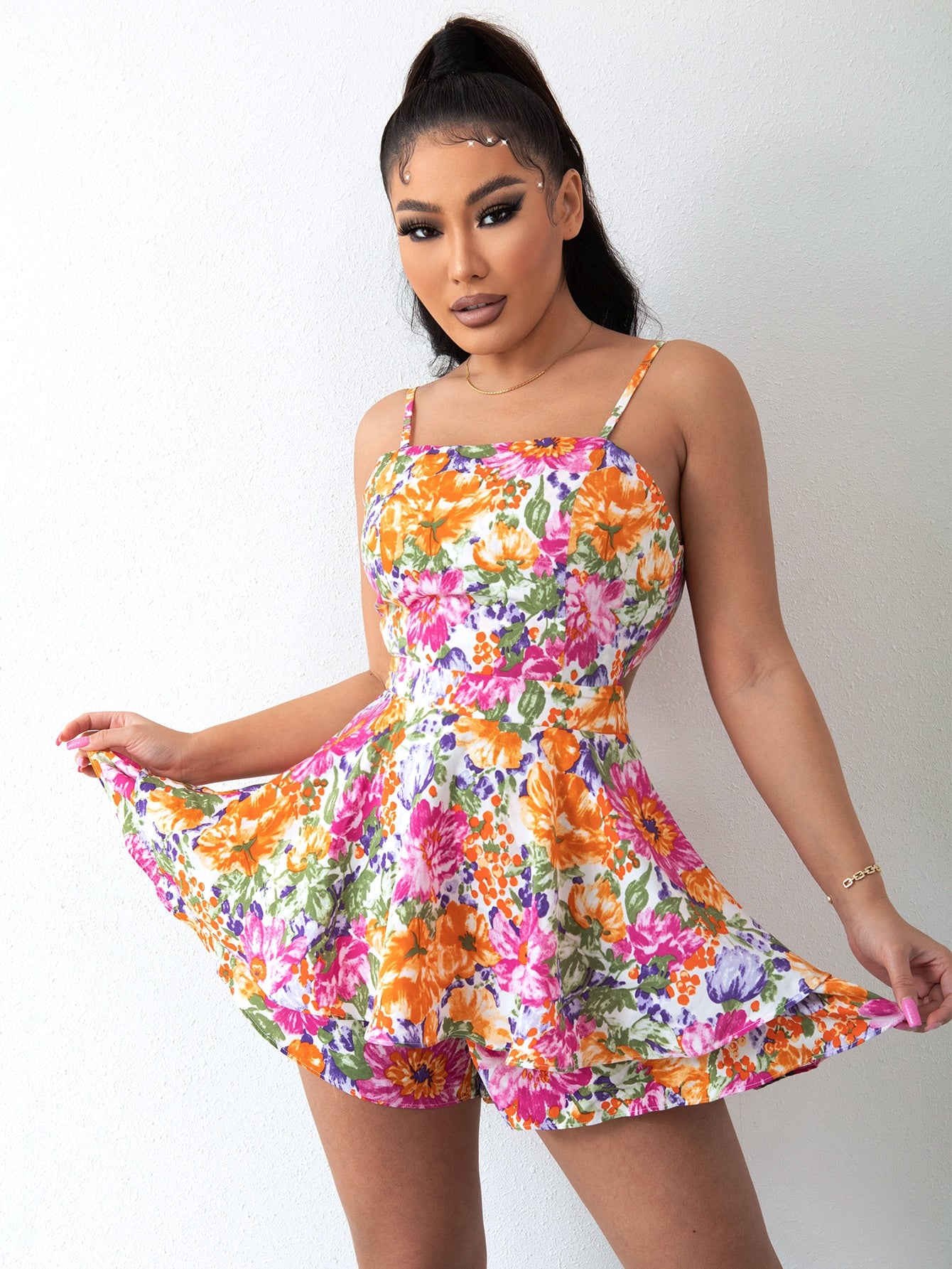 Floral Layered Tiered Romper