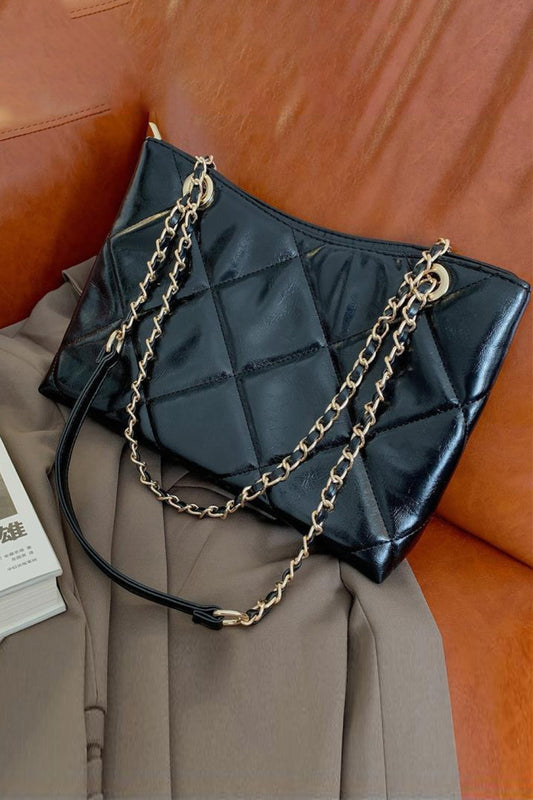 Vegan Diamond Cut Shoulder Bag