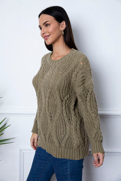 Round Neck Dropped Shoulder Sweater