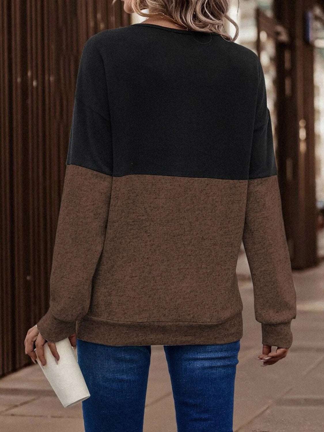 Two-Tone Crisscross Detail Sweatshirt