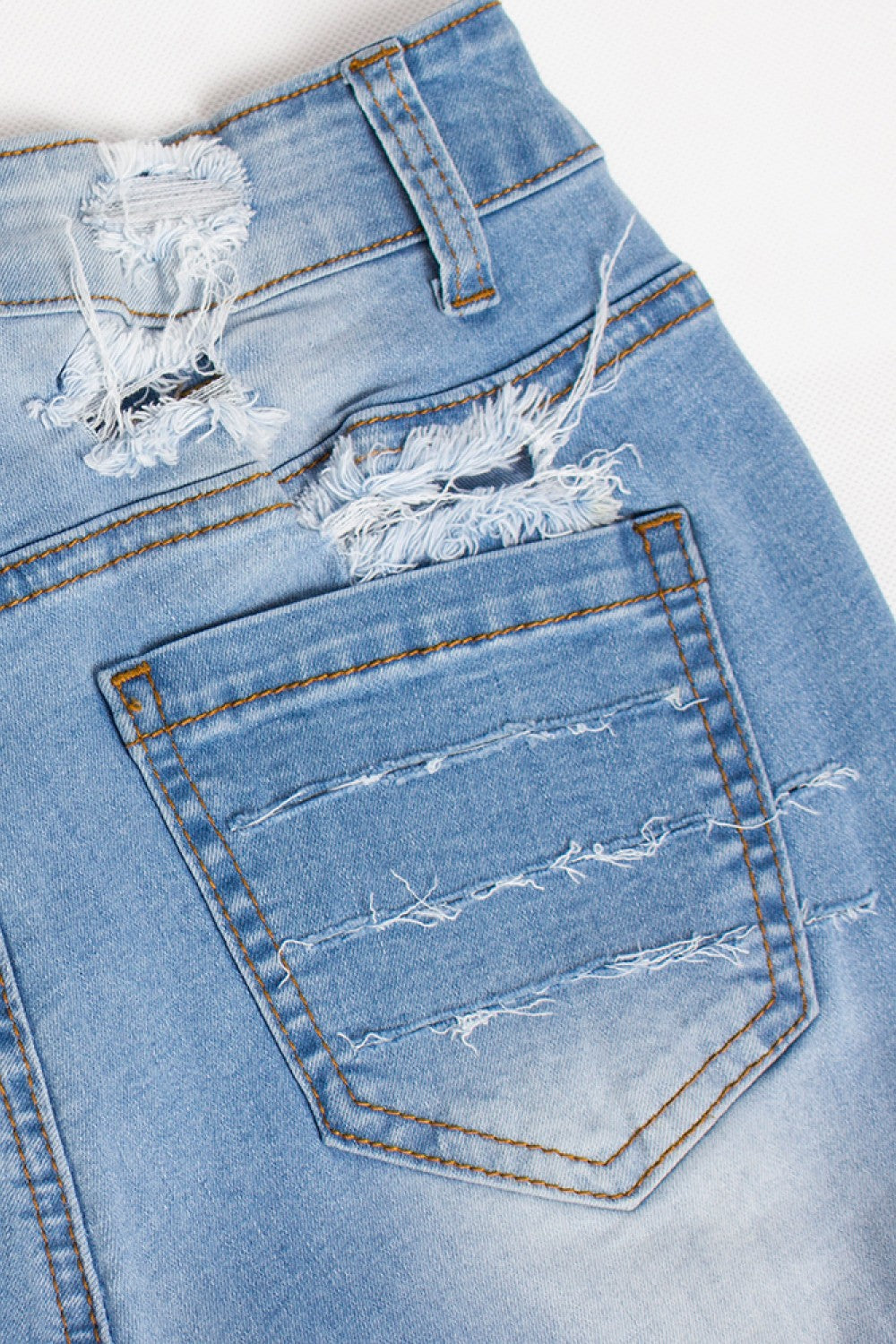 Full Size Distressed Frayed Hem Denim Biker Shorts