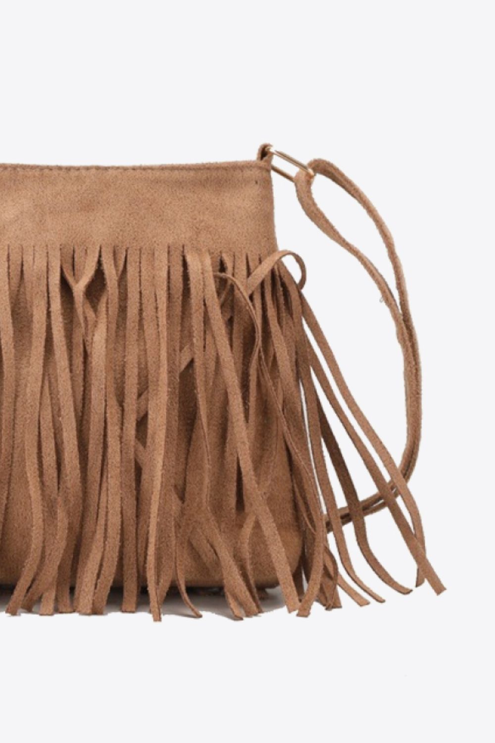 Vegan Leather Crossbody Bag with Fringe