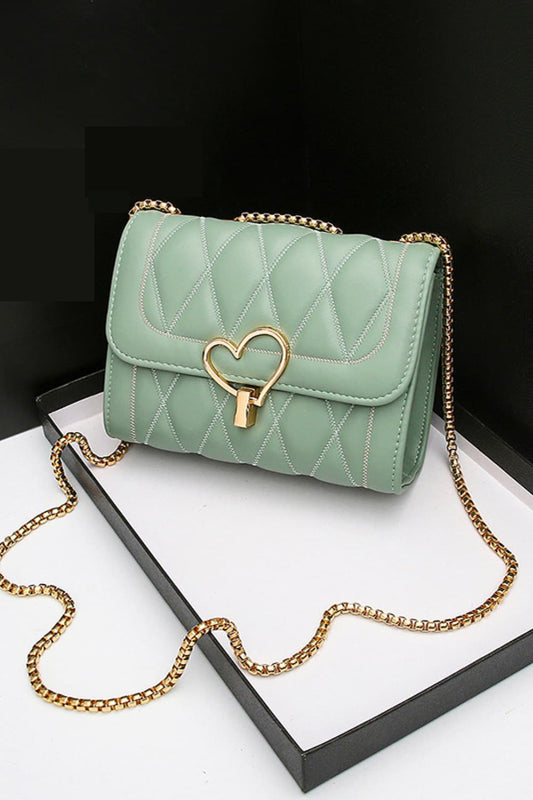 Heart Buckle Vegan Leather Crossbody Bag