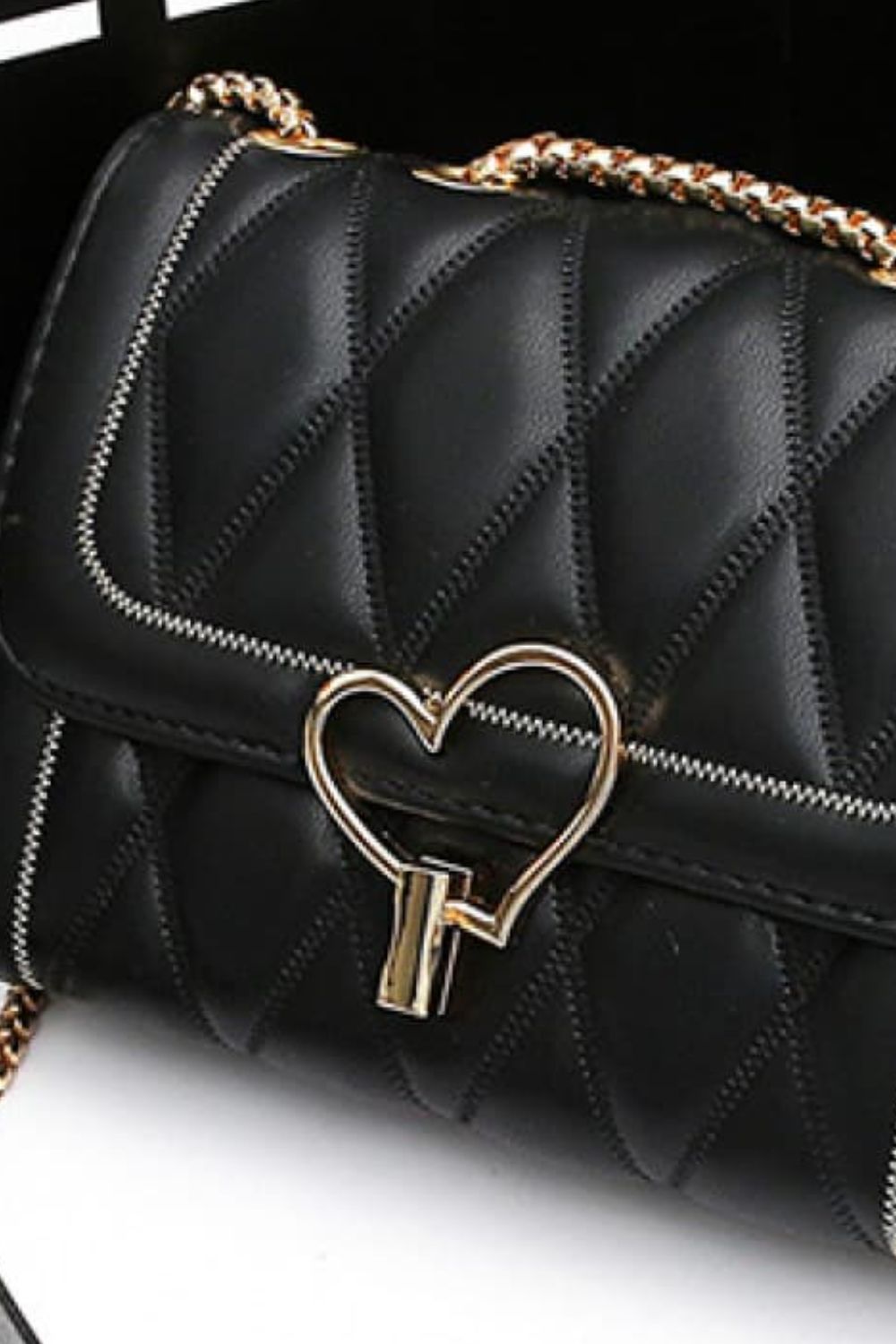 Heart Buckle Vegan Leather Crossbody Bag