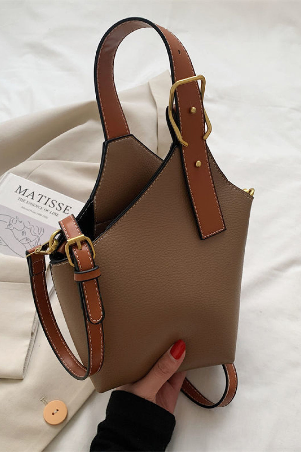 Fashion Vegan Leather Bucket Bag