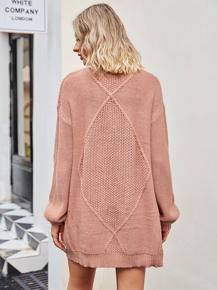 Cable-Knit Long Sleeve Cardigan