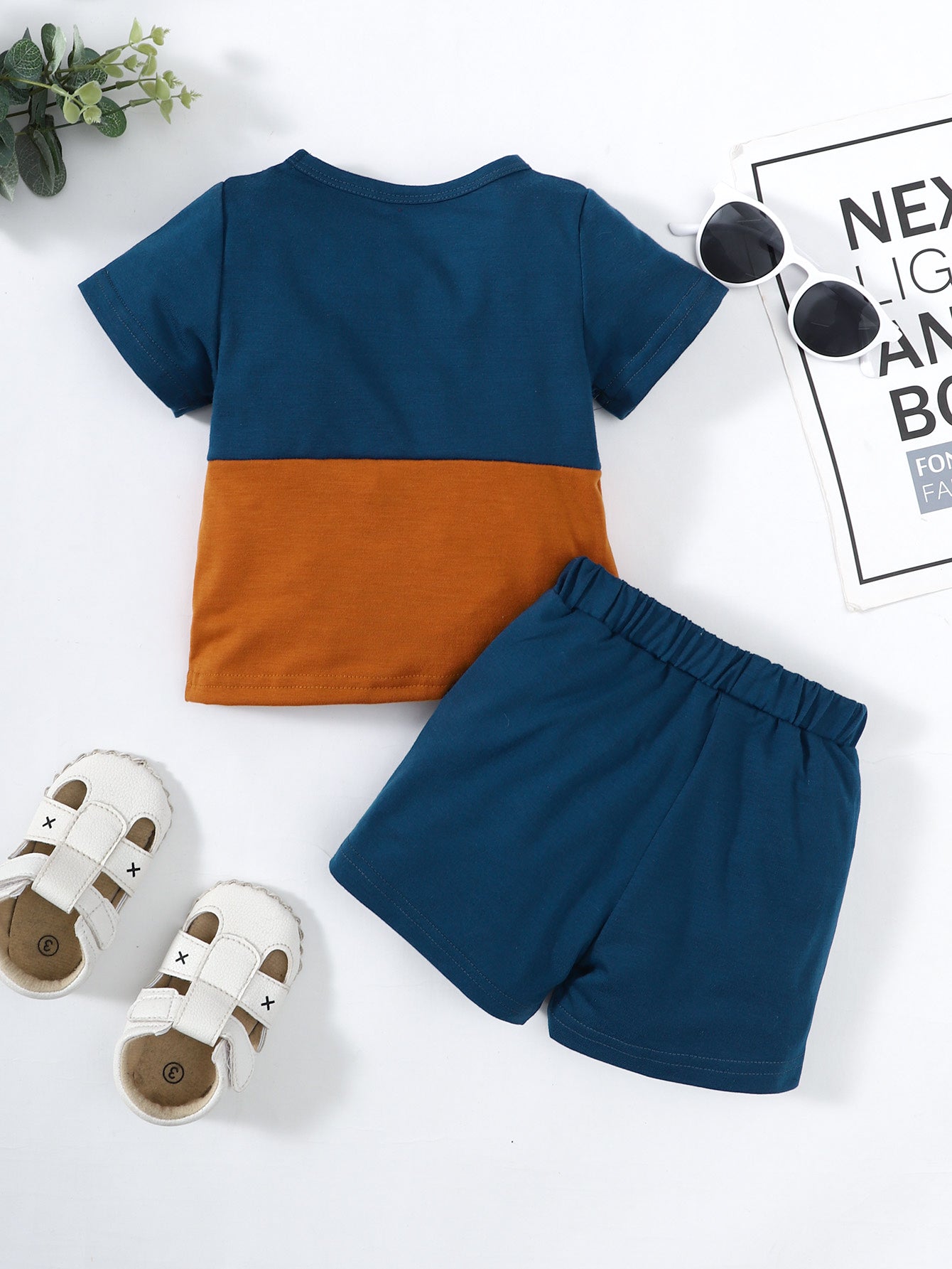 Boys Color Block Tee Shirt and Shorts Set