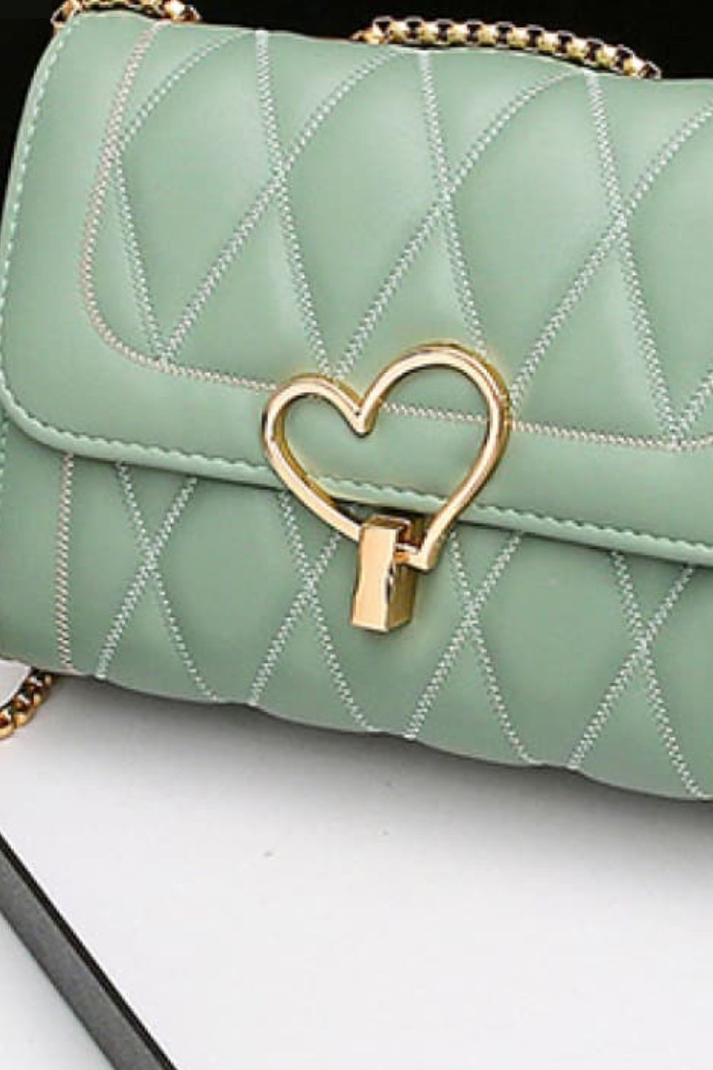 Heart Buckle Vegan Leather Crossbody Bag