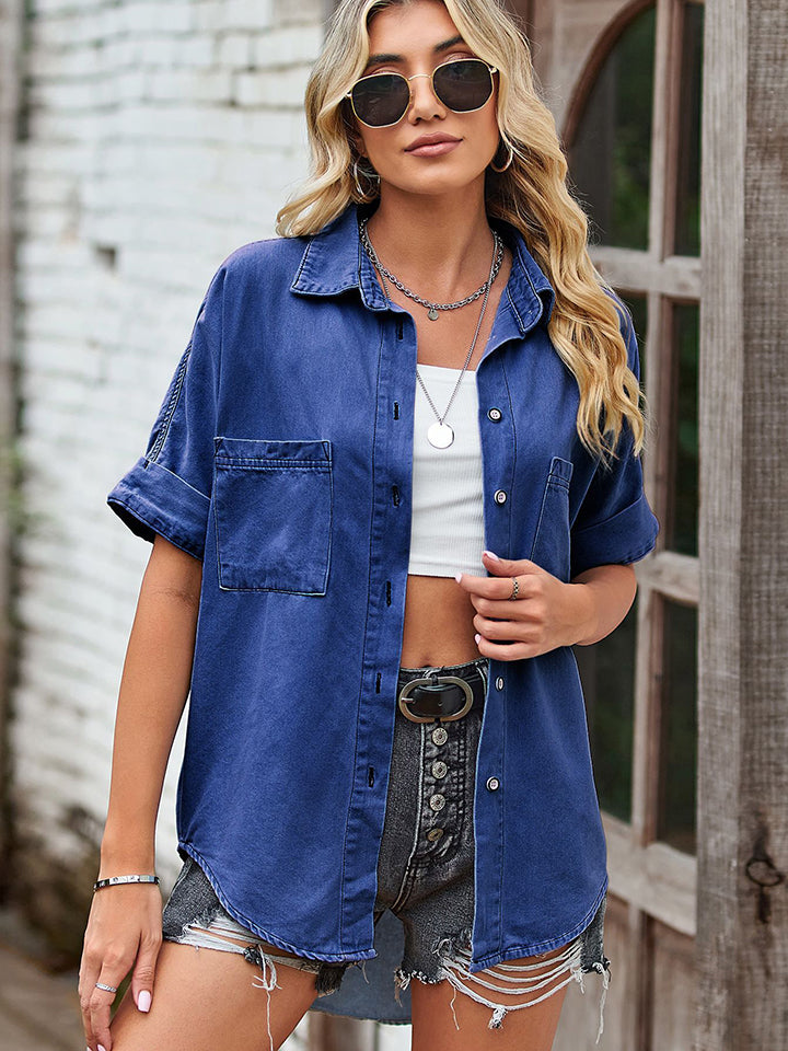 Short Sleeve Denim Shirt Jacket