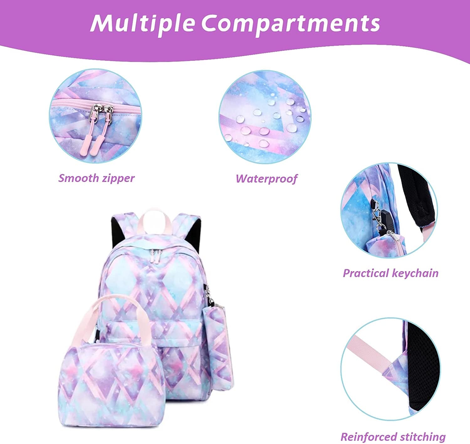  3-Piece Backpack & Lunch Bag Set with Pen Case