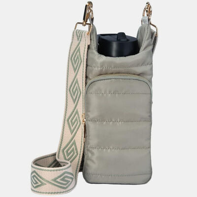 Quilted Water Bottle Sleeve with Striped Strap