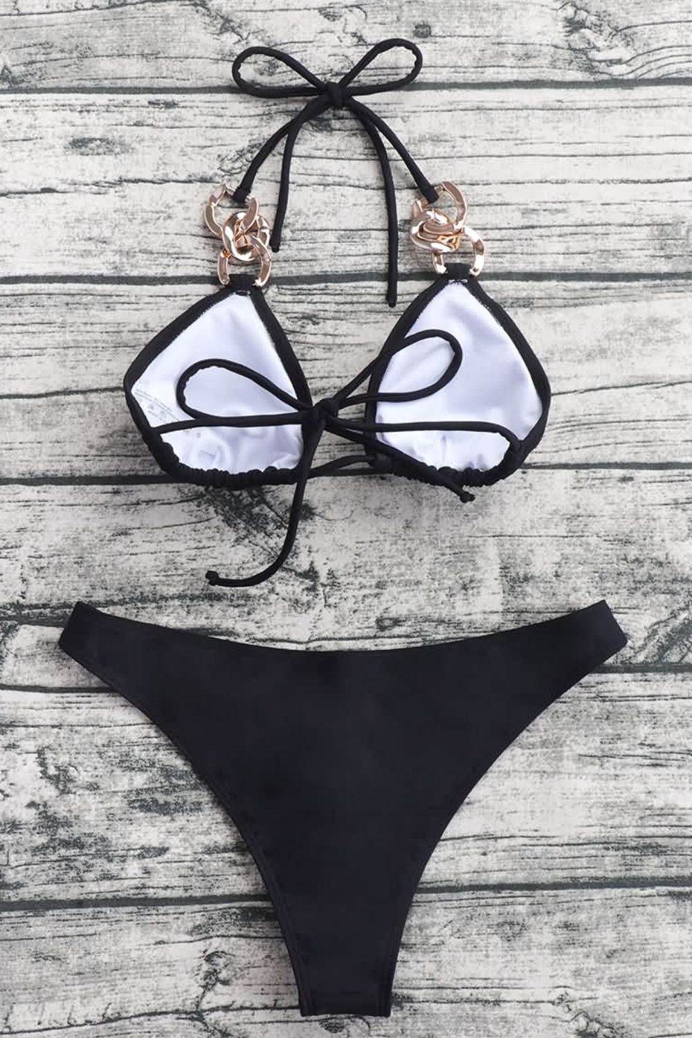 Chain Halter Neck Bikini Set