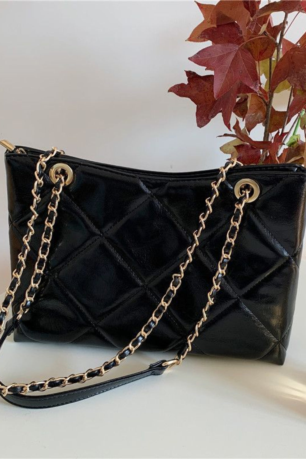 Vegan Diamond Cut Shoulder Bag