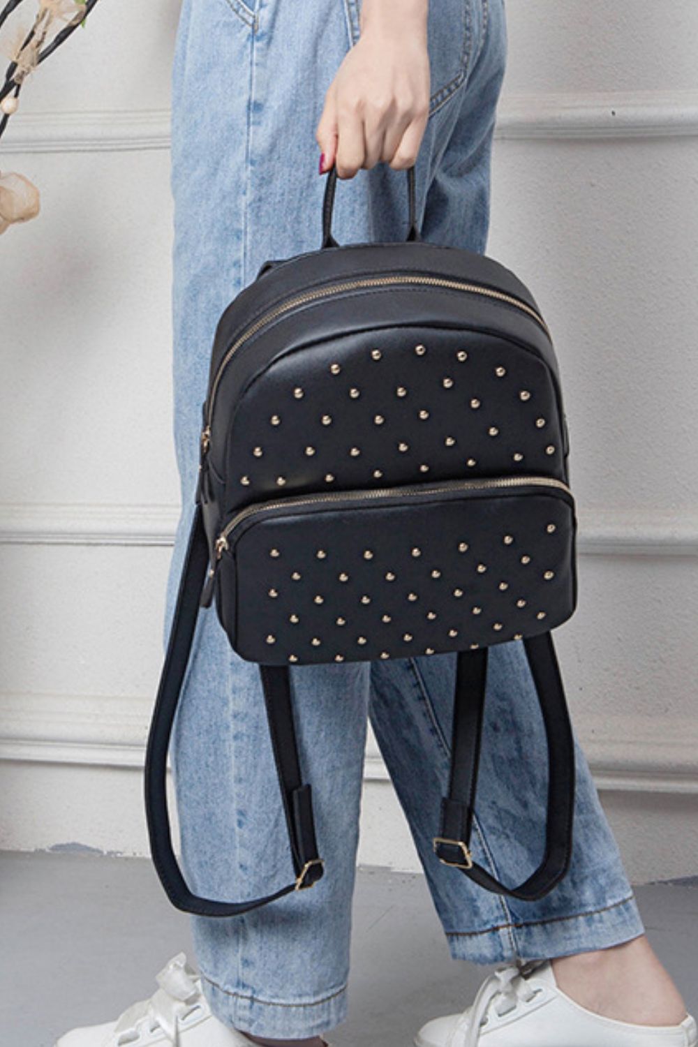 Studded Vegan Leather Backpack