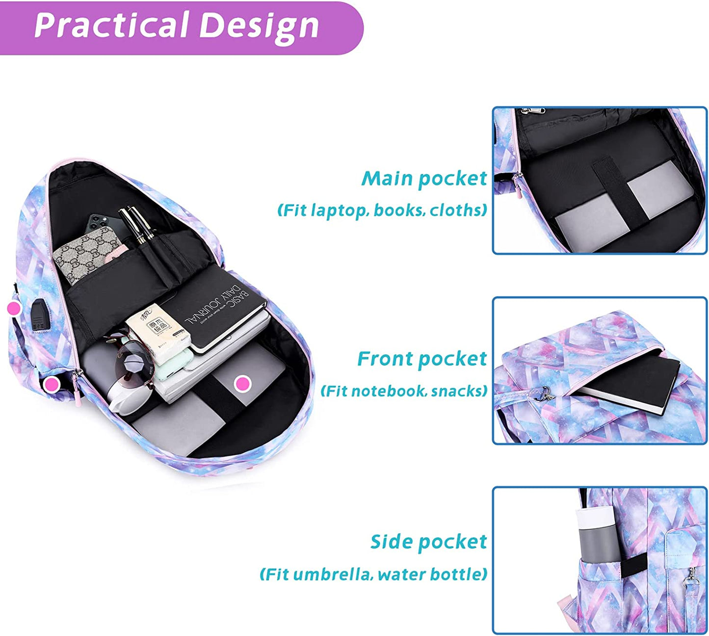  3-Piece Backpack & Lunch Bag Set with Pen Case