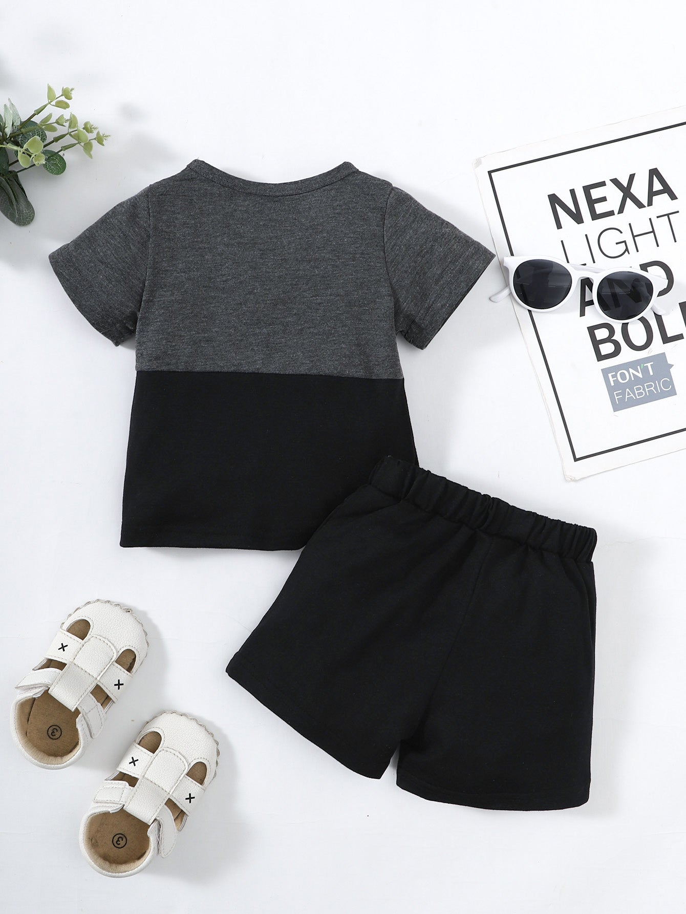 Boys Color Block Tee Shirt and Shorts Set