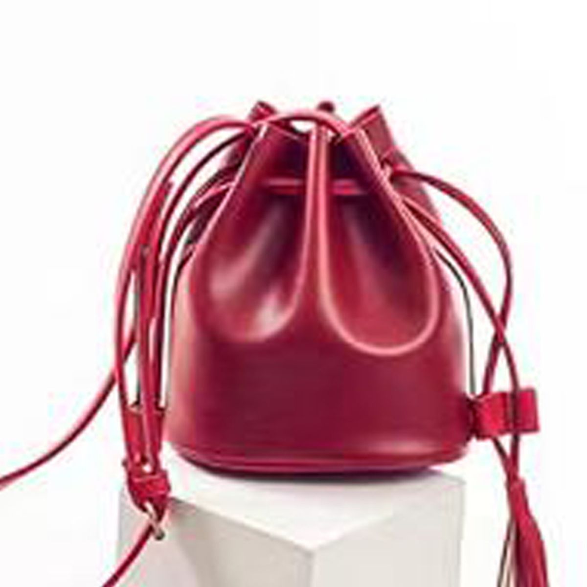 Vegan Leather Bucket Bag with Tassel