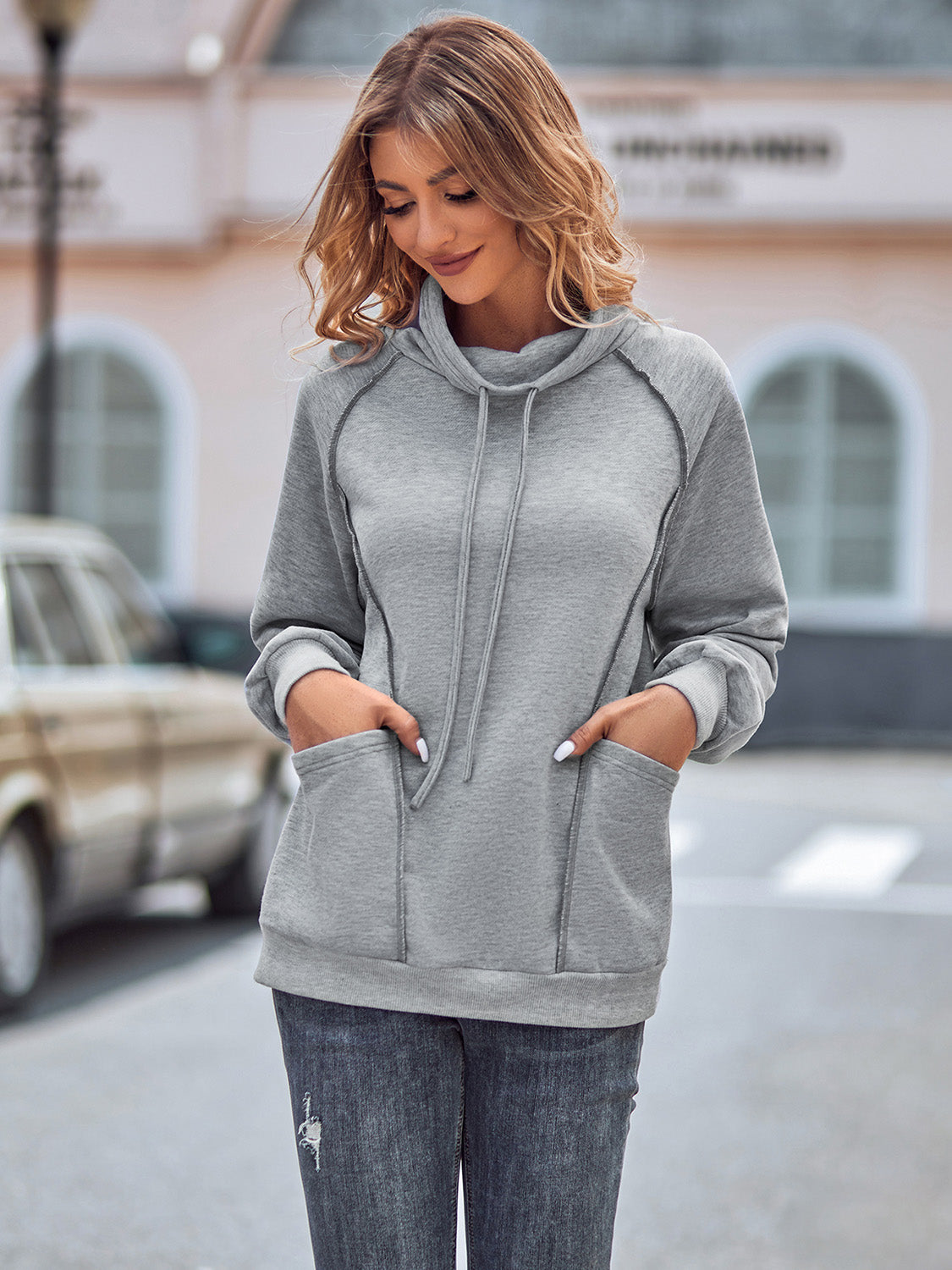 Drawstring Sweatshirt with Pockets