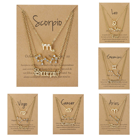 Zodiac Sign Necklace With Cardboard Card